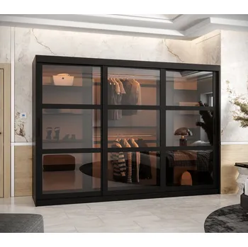 Šatní skříň Šatní skříň KATIE 3 - 250 cm, černá / černá