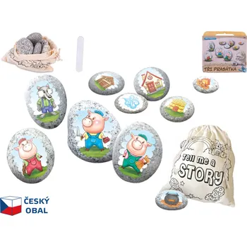 kreativní sada Tři malá prasátka pohádková sada kamínků se samolepkou 10 ks