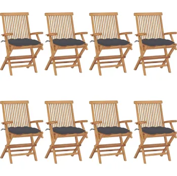 Zahradní židle s antracitovými poduškami 8 ks masivní teak