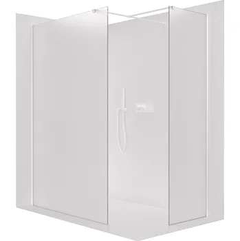 Cerano Sprchová zástěna Walk-in Onyx T L/P, 8 mm, hranatá vzpěra, bílá matná, mléčné sklo, 130x80 cm, CER-8050BD3314