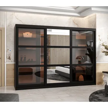 Šatní skříň Šatní skříň KATIE 1 - 250 cm, černá / černá