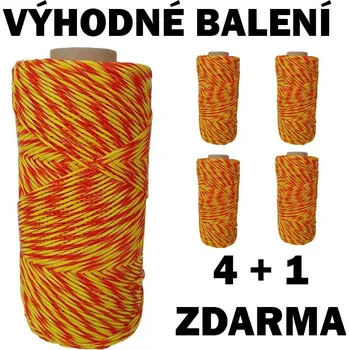 Ohradník Balení 4+1 ZDARMA - Ohradníkové lanko Economy line M+S 2 mm/250 m žluto-oranžové 15 Ohm/m