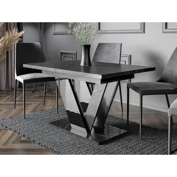 Jídelní stůl Rozkládací jídelní stůl PETRONEL - černý mramor / lesklý černý