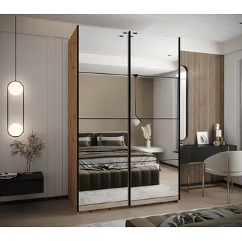 Šatní skříň Dvoudveřová skříň SAMARA 2 - 160 cm, dub artisan / černá / černá