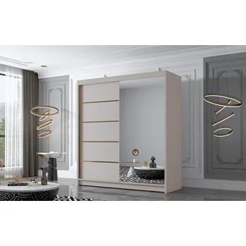 Šatní skříň Šatní skříň se zrcadlem MILINA - 180 cm, kašmír