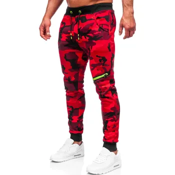 Pánské kalhoty Červené pánské maskáčové tepláky Bolf KK04 - M