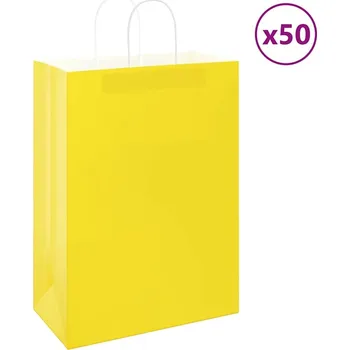 Dárková taška vidaXL Papírové tašky 50 ks s uchy 32x17x44 cm [4101664] Barva: Žlutá