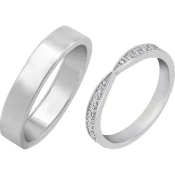 Prsten Platinový eternity dámský a plochý pánský snubní prsten Rosalind