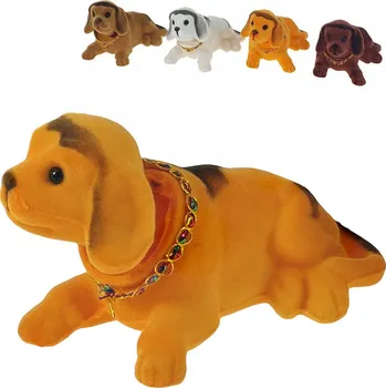 Figurka Ležící flískový pes s kývací hlavou 16 cm mix barev