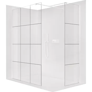 Cerano Sprchová zástěna Walk-in Onyx T L/P, 8 mm, hranatá vzpěra, bílá matná, industriální sklo, 110x100 cm, CER-8050BD3463
