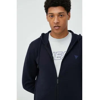 Pánská mikina Mikina Guess ALDWIN pánská, tmavomodrá barva, s kapucí, melanžová, Z2YQ28 K9V31 Z2YQ28.K9V31 59X, vel. M