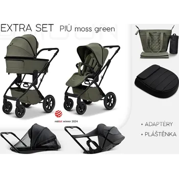 Kočárek MOON kočárek PIÚ Extra set Black chrome Moss Green