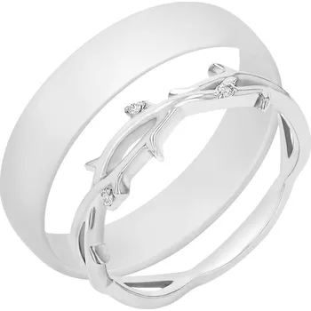 Prsten Dámský snubní prsten ve tvaru větviček a pánský komfortní prsten Hamana