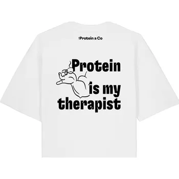 Pánské tričko ProteinaCo Oversized tričko - Protein is my therapist - White Velikost: XL