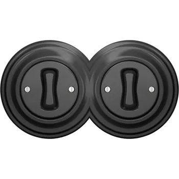 vypínač Kliklap - Dvojitý retro jednopólový vypínač s rámečkem č. 1 antracit