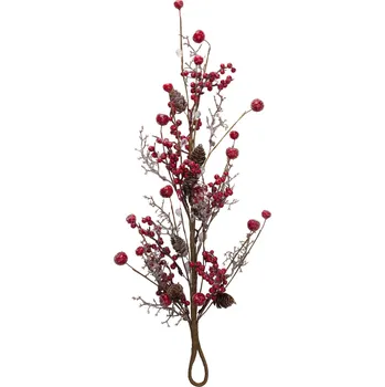 Vánoční dekorace H&L Vánoční dekorativní závěs Jeřabina, hnědá s červenými bobulemi, 25cm