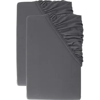 Prostěradlo LIVARNO® Sada žerzejových napínacích prostěradel, 90–100 x 200 cm, tmavě šedá, 2dílná