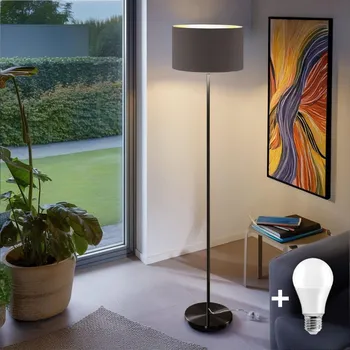 Lampička LED Stojací lampa TUNJA 1xE27/20W/230V pr. 38 cm černá/taupe