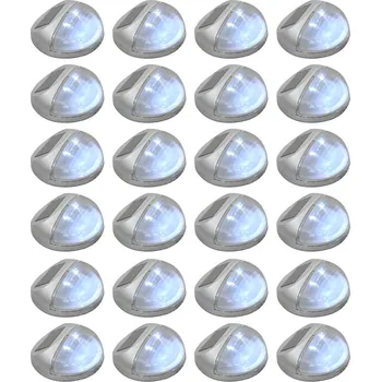 Venkovní osvětlení Zahradní nástěnné solární lampy LED 24 ks kulaté stříbrné