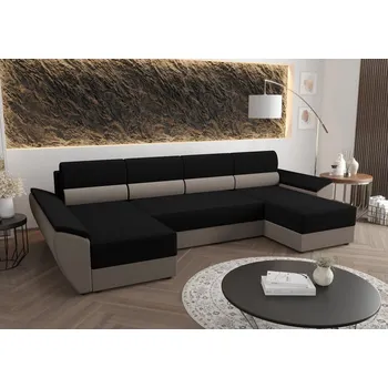 Sedací souprava Velká sedací souprava do U OPHELIA - černá / světle hnědá