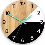 Dřevěné nástěnné hodiny Texas 33 cm černé/mint