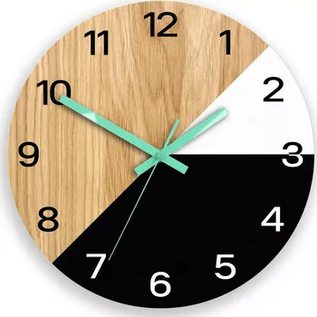 Hodiny Dřevěné nástěnné hodiny Texas 33 cm černé/mint