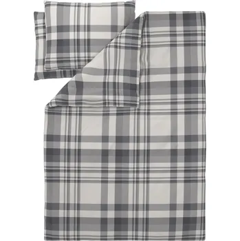 Povlečení LIVARNO® Ložní povlečení z jemného flanelu, 220 x 240 cm, 70 x 90 cm (kostka/šedá)