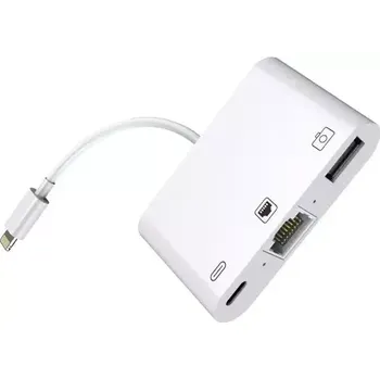 Notebook MicroConnect Lightning HUB to RJ-45+USB+Lightning bílá (LIGHT-HUB2)