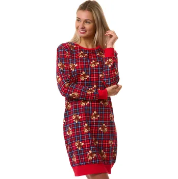 Dámská noční košile Dámská noční košile - teplá bavlna - červená s medvídky 1TB0101 červená l