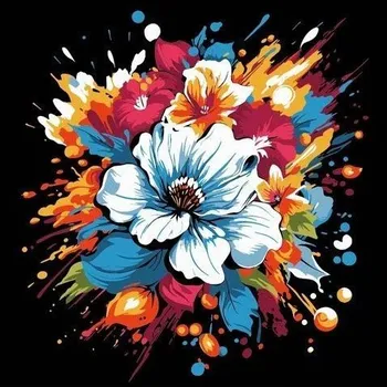 Reeves Malování podle čísel na černé plátno květina 30 x 30 cm