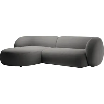 Pohovka Micadoni Tmavě šedá sametová rohová pohovka Kate 285 cm, levá