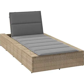 Zahradní lehátko Zahradní lehátko s plovoucím poduškou béžový polyratan