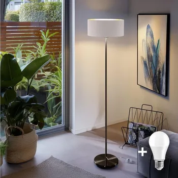 Lampička LED Stojací lampa TUNJA 1xE27/20W/230V pr. 38 cm černá/bílá