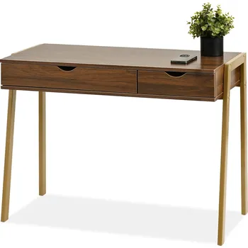 Psací stůl Psací stůl ERCHIS - zlatý / ořech