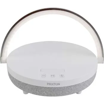 Bluetooth reproduktor Prixton 10W Bluetooth® reproduktor 4v1 s LED světlem a základnou pro bezdrátové nabíjení - Bílá