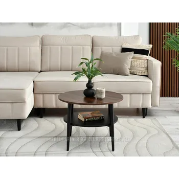 Konferenční stolek Kulatý konferenční stolek 60 TODOR - ořech / černý