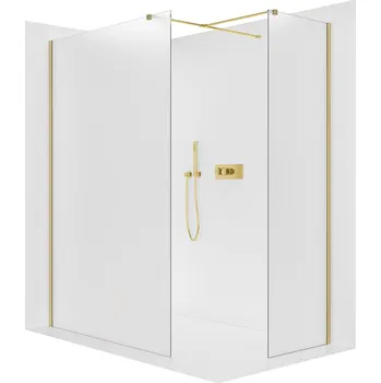 Cerano Sprchová zástěna Walk-in Onyx T L/P, 8 mm, hranatá vzpěra, zlatá kartáčovaná, mléčné sklo, 130x90 cm, CER-8050BD3661