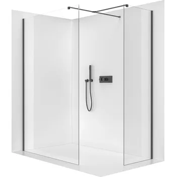 Cerano Sprchová zástěna Walk-in Onyx T L/P, 8 mm, hranatá vzpěra, černá matná, transparentní sklo, 100x50 cm, CER-8050BD2912