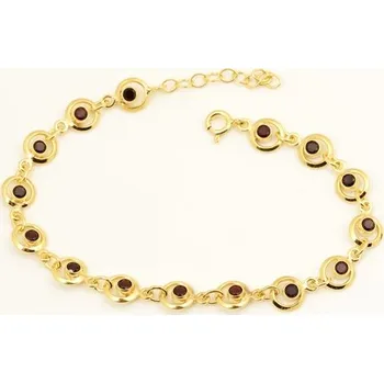 Náramek Dámský zlacený stříbrný náramek s granátky 17-20 cm STNA0896F + dárek zdarma