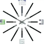 Nástěnné samolepící hodiny Big 115 cm zrcadlové/černé