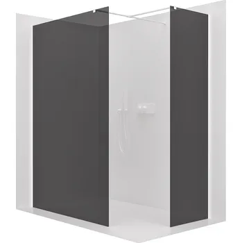 Cerano Sprchová zástěna Walk-in Onyx T L/P, 8 mm, hranatá vzpěra, bílá matná, grafitové sklo, 150x90 cm, CER-8050BD3138
