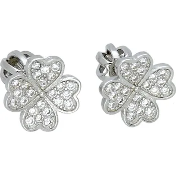 Náušnice Goldstore Stříbrné náušnice pecky čtyřlístek a zirkony Váha: stříbrné náušnice