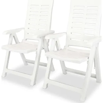 Polohovatelné zahradní židle 2 ks plastové bílé