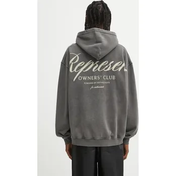 Pánská mikina Bavlněná mikina Represent Represent Owners Club pánská, šedá barva, s kapucí, s potiskem, OCM41200.47, XL, 90X