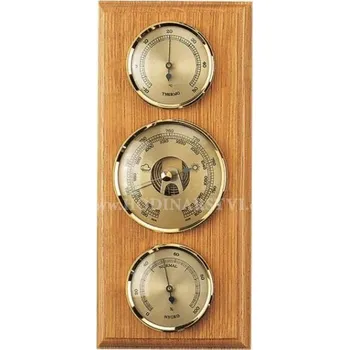 Barometr Barometr s teploměrem a vlhkoměrem na dřevěné podložce B203227