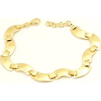 Náramek Dámský stříbrný zlacený článkový náramek 18-20 cm STNA0899F + dárek zdarma