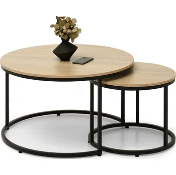 Konferenční stolek Set konferenčních stolků JACEK - dub sonoma / černý