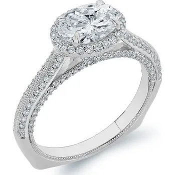 Prsten Diamantový halo zásnubní prsten Leimoni