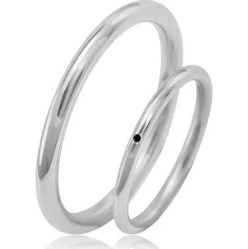 Prsten Platinové minimalistické snubní prsteny s černým diamantem Alays