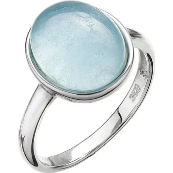 Prsten EVOLUTION GROUP CZ Stříbrný prsten ovál s pravým akvamarínem - velikost 58 - 15024.3
